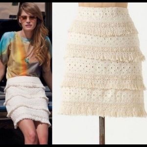 Anthropologie HD In Paris Eyelet Fringe Skirt